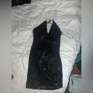 Black sequin mini dress